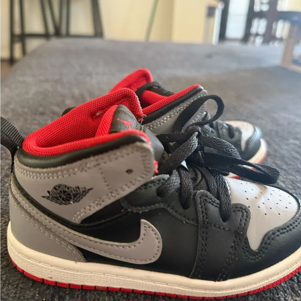 Nike Jordan 1 Black and Gray Sneakers with Red Accents